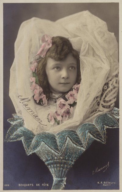 A Young Girl in a Veil Presented as a Bouquet of Flowers by French Photographer